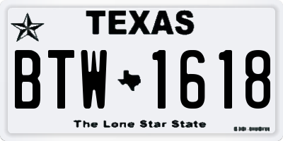 TX license plate BTW1618