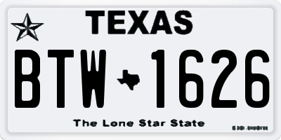 TX license plate BTW1626