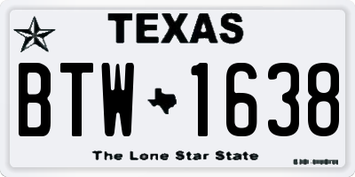 TX license plate BTW1638
