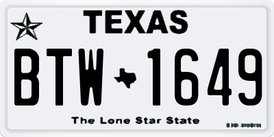TX license plate BTW1649