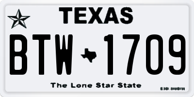TX license plate BTW1709