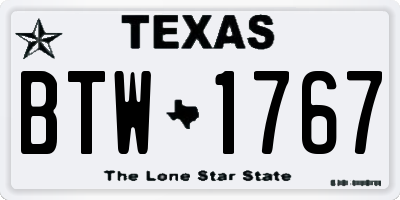 TX license plate BTW1767