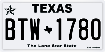 TX license plate BTW1780