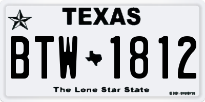 TX license plate BTW1812