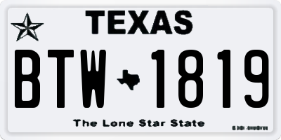 TX license plate BTW1819