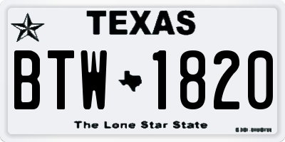 TX license plate BTW1820