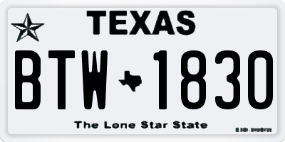 TX license plate BTW1830