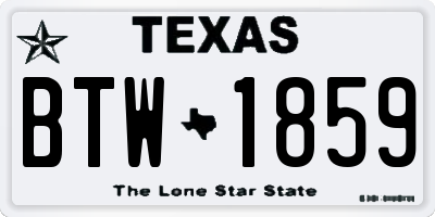 TX license plate BTW1859