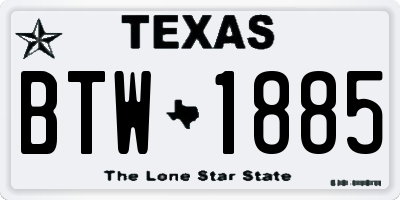 TX license plate BTW1885