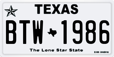 TX license plate BTW1986