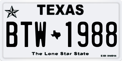 TX license plate BTW1988