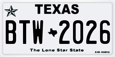 TX license plate BTW2026
