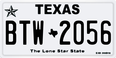 TX license plate BTW2056