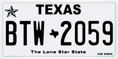 TX license plate BTW2059