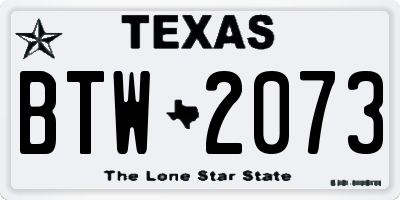 TX license plate BTW2073