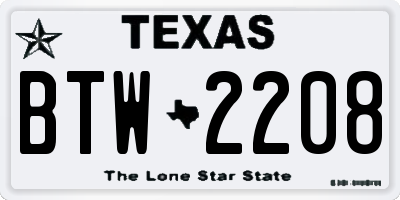 TX license plate BTW2208