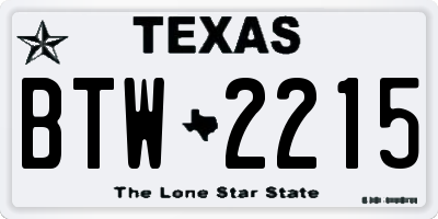 TX license plate BTW2215