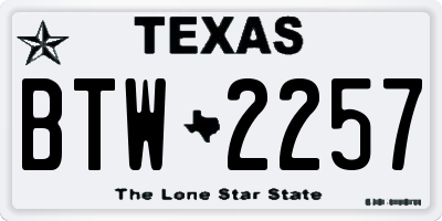 TX license plate BTW2257