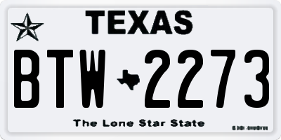 TX license plate BTW2273