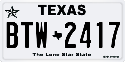 TX license plate BTW2417