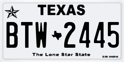TX license plate BTW2445