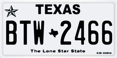 TX license plate BTW2466