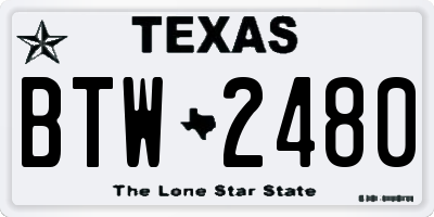 TX license plate BTW2480
