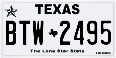 TX license plate BTW2495