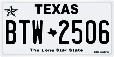 TX license plate BTW2506