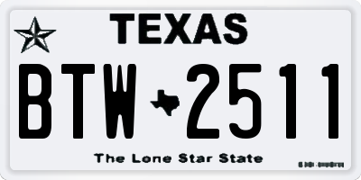 TX license plate BTW2511
