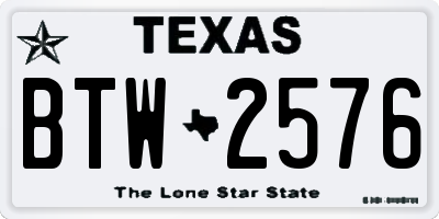 TX license plate BTW2576