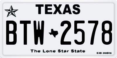 TX license plate BTW2578