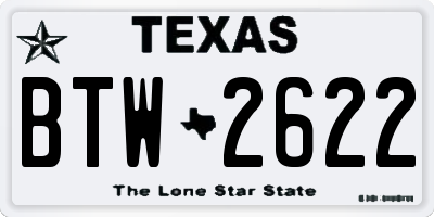 TX license plate BTW2622