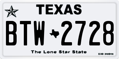 TX license plate BTW2728