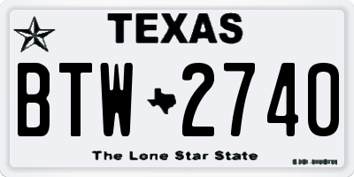 TX license plate BTW2740