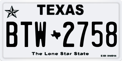 TX license plate BTW2758
