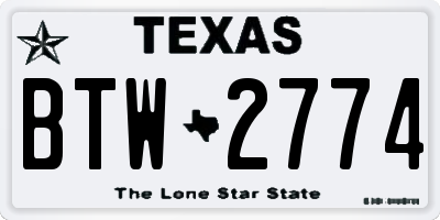 TX license plate BTW2774