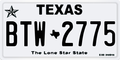 TX license plate BTW2775