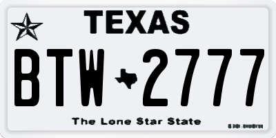 TX license plate BTW2777