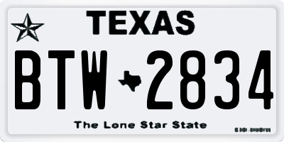 TX license plate BTW2834