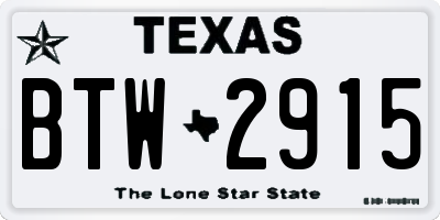 TX license plate BTW2915