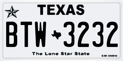 TX license plate BTW3232