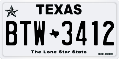 TX license plate BTW3412