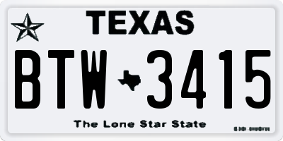 TX license plate BTW3415