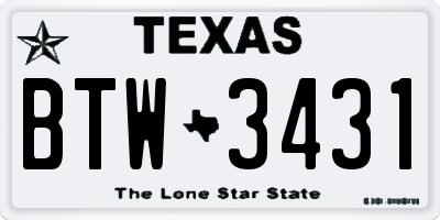 TX license plate BTW3431