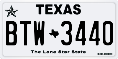 TX license plate BTW3440
