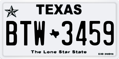 TX license plate BTW3459