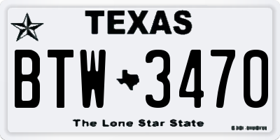 TX license plate BTW3470