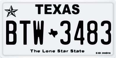 TX license plate BTW3483