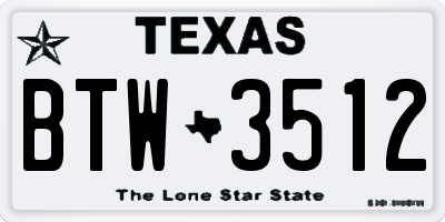 TX license plate BTW3512